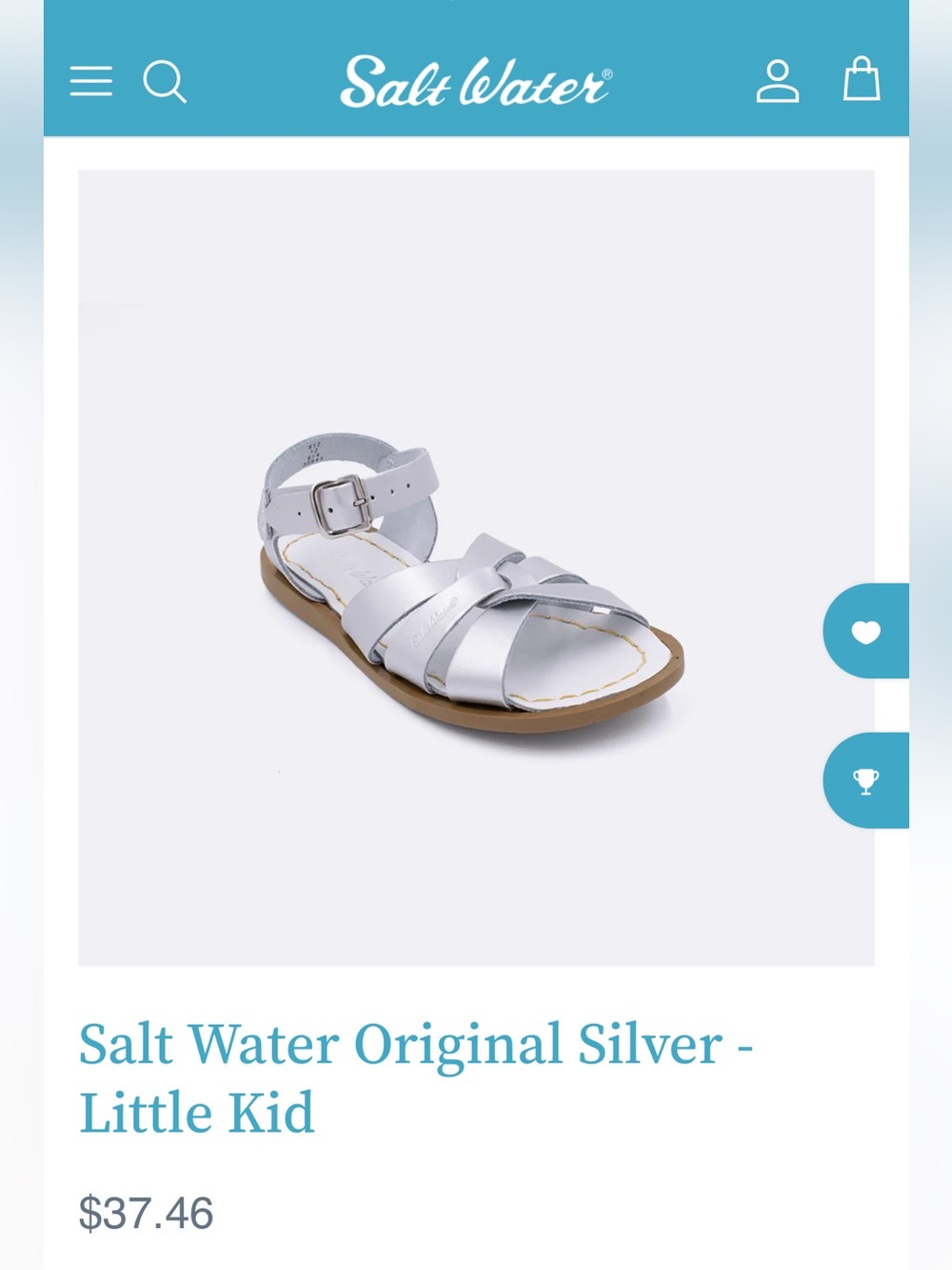 Infant/Toddler Size 5 Silver Saltwater Sandals NWOT